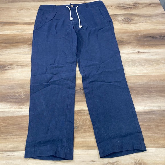 Free Line Athens Other - Free Line Athens Linen Pants Mens 34 Minimalist 100% Linen Straight Navy Summer